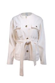 Current Boutique-Joie - Cream w/ Gold Button Waist Tie Jacket Sz XS