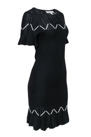 Current Boutique-Jonathan Simkhai - Black Knit Short Sleeve Dress w/ White Weaving Details Sz M