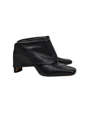 Current Boutique-Jonathan Simkhai - Black Leather Square Toe Faux Bootie Mule Sz 6