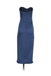 Current Boutique-Jonathan Simkhai - Dark Blue Paisley Satin Jacquard Dress w/ Fringe Sz 4