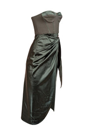 Current Boutique-Jonathan Simkhai - Green Strapless Satin Dress w/ Crepe Bodice Sz 4