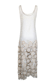 Current Boutique-Jonathan Simkhai - Ivory & Beige Crochet Knit Sleeveless Dress Sz 12