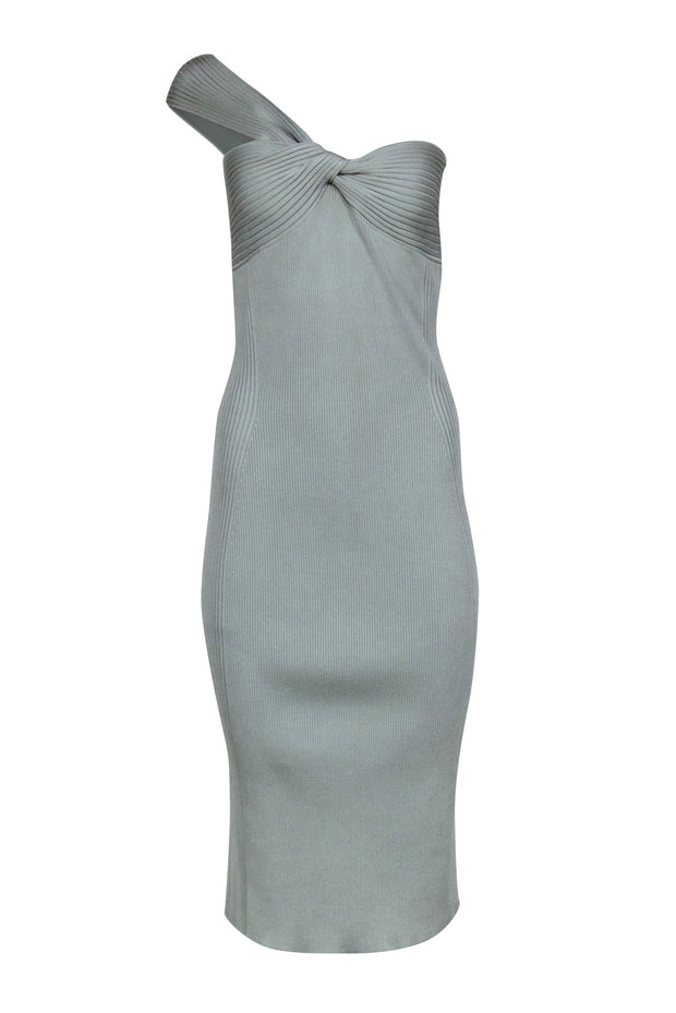 Current Boutique-Jonathan Simkhai - Mint Green Ribbed One Shoulder Dress Sz L