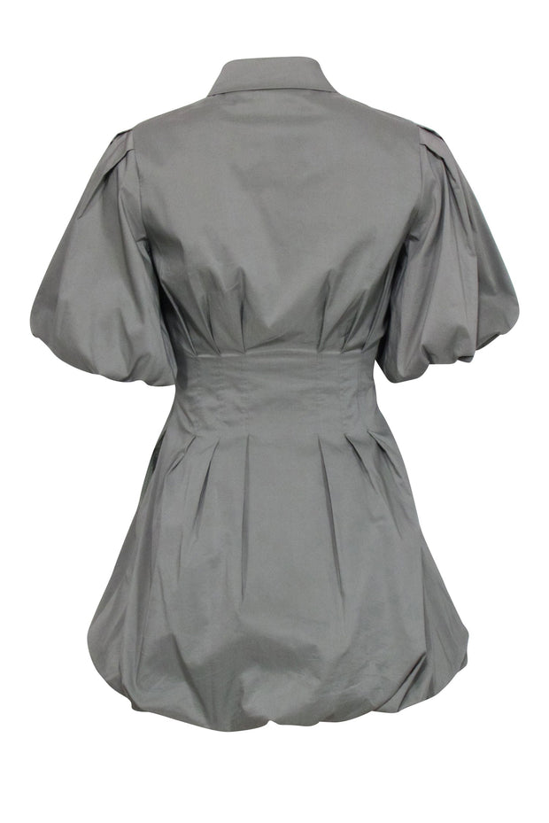 Current Boutique-Jonathan Simkhai - Sage Green Mini Shirtdress w/ Bubble Hem & Sleeves Sz 0