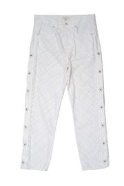 Current Boutique-Jonathan Simkhai - White Eyelet Lace Jeans w/ Buttoned Sides Sz 2