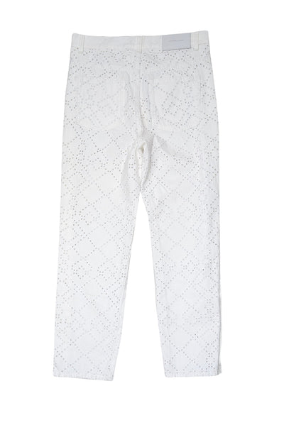 Current Boutique-Jonathan Simkhai - White Eyelet Lace Jeans w/ Buttoned Sides Sz 2