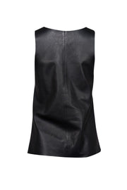 Current Boutique-Joseph - Black Nappa Leather Scoopneck Top Sz 4