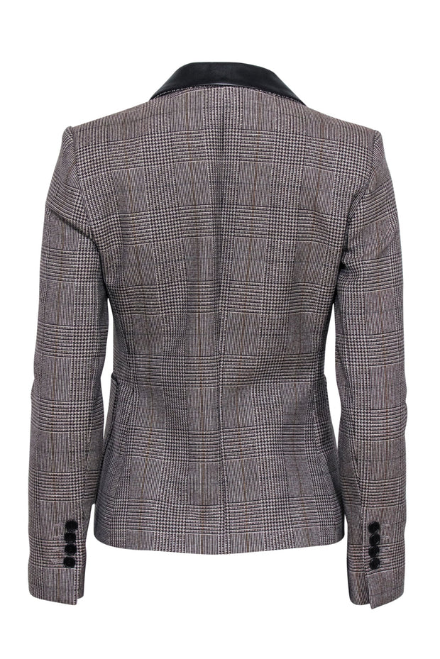 Current Boutique-Judith & Charles - Grey & Black Plaid Wool Blazer w/ Leather Collar Sz 2