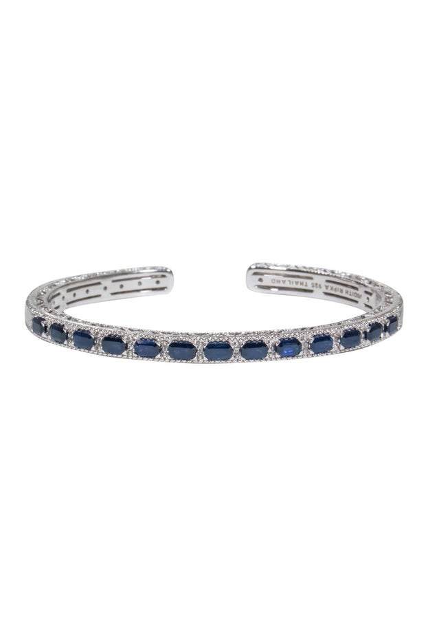 Current Boutique-Judith Ripka - Sterling Silver Hinge Cuff w/ Sapphires & Diamonds