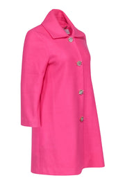 Current Boutique-Julie Brown - Barbie Pink Coat w/ Rhinestone Applique Buttons Sz S