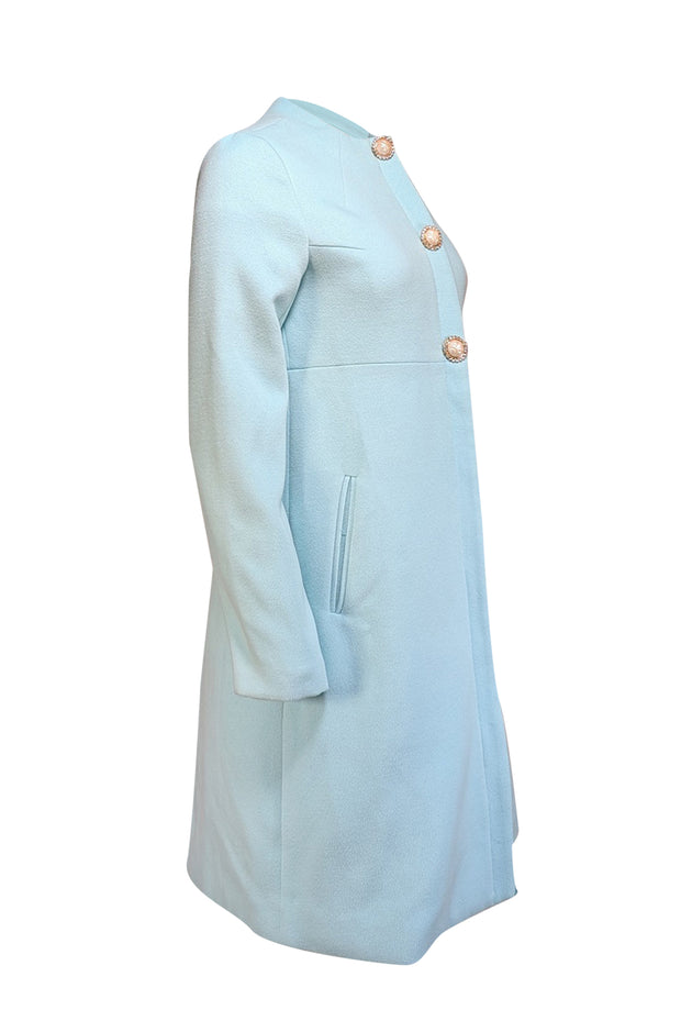 Current Boutique-Julie Brown - Light Blue Coat w/ Rhinestone Applique Buttons Sz S