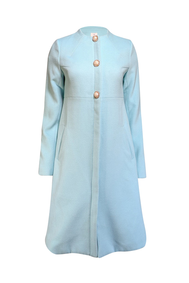 Current Boutique-Julie Brown - Light Blue Coat w/ Rhinestone Applique Buttons Sz S