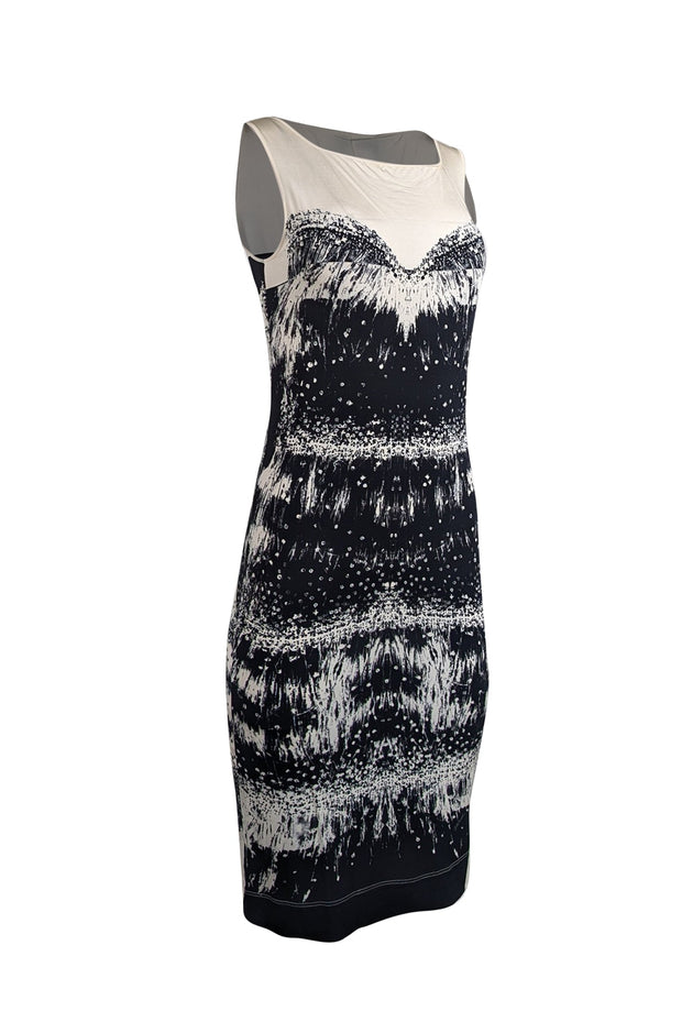 Current Boutique-Just Cavalli - Black & Ivory Print Sleeveless Dress Sz 8