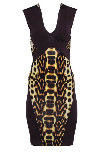 Current Boutique-Just Cavalli - Leopard Print & Brown Sleeveless Open Back Dress Sz 4