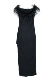 Current Boutique-Karen Millen - Black Off The Shoulder Feather Trim Dress Sz 8