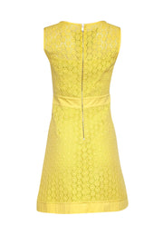 Current Boutique-Karen Millen - Bright Yellow Eyelet Lace Fit & Flare Dress Sz 6