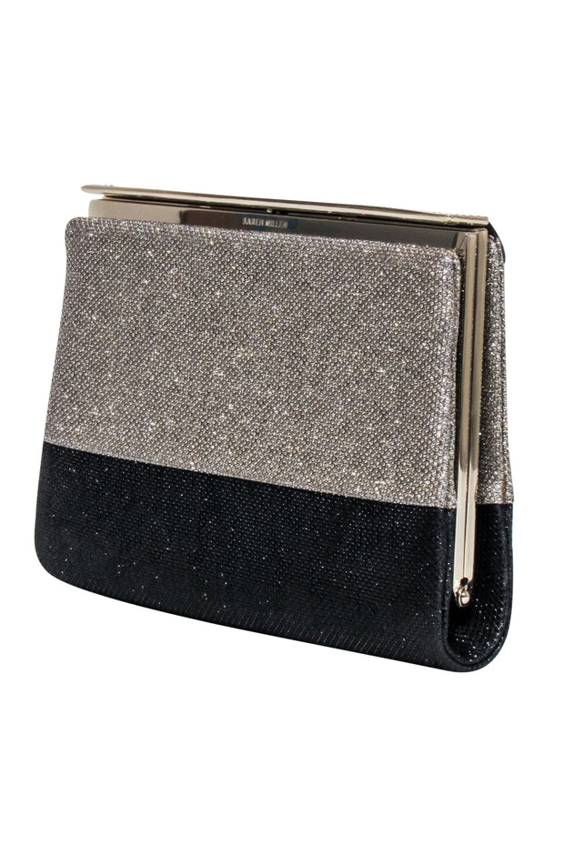 Current Boutique-Karen Millen - Gold & Black Glitter Clutch