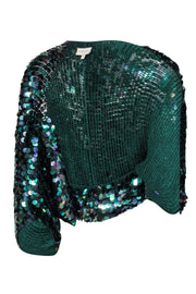 Current Boutique-Karen Millen - Green Sequin Shrug Cardigan Sz 2