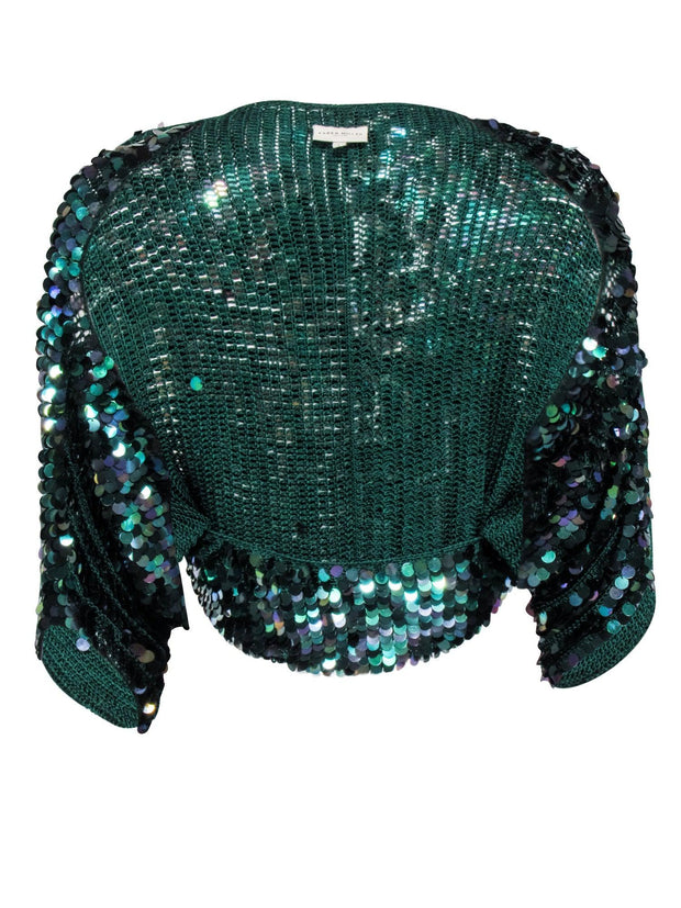 Current Boutique-Karen Millen - Green Sequin Shrug Cardigan Sz 2