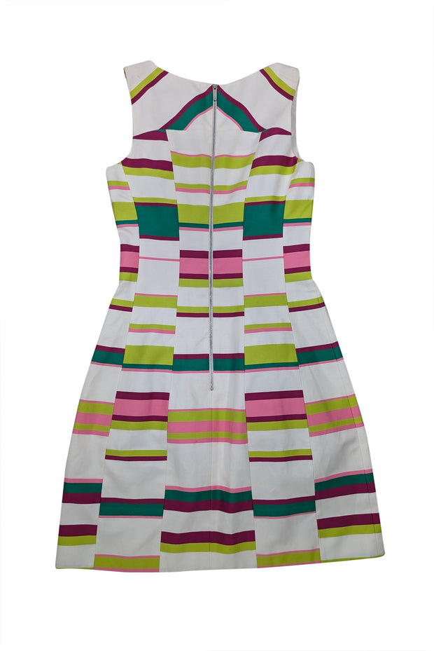 Current Boutique-Karen Millen - Ivory, Pink, & Green Stripe Sleeveless Dress Sz 2