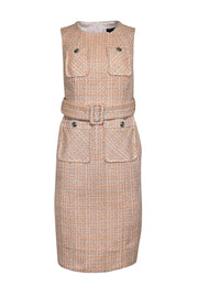 Current Boutique-Karen Millen - Orange, White, & Silver Tweed Belted Dress Sz 6P