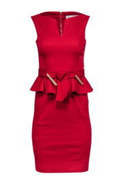 Current Boutique-Karen Millen - Red Sleeveless Peplum Dress Sz 2