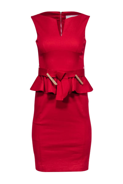 Current Boutique-Karen Millen - Red Sleeveless Peplum Dress Sz 2