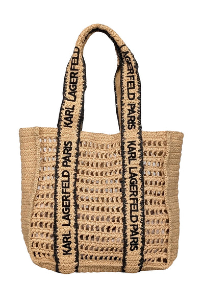 Current Boutique-Karl Lagerfeld - Beige & Black Raffia Tote