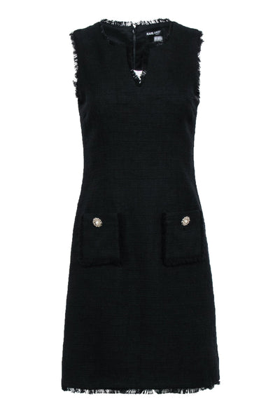 Current Boutique-Karl Lagerfeld - Black Tweed Pocket Front Dress Sz 4