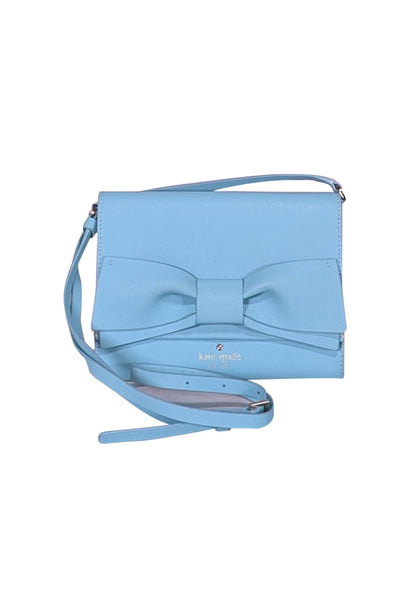 Current Boutique-Kate Spade - Aqua Blue Bow Front Saffiano Leather Crossbody Bag