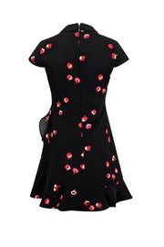 Current Boutique-Kate Spade - Black Cap Sleeve w/ Peter Pan Collar & Ruffle Details Mini Dress Sz 2