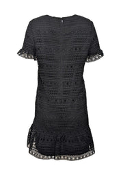 Current Boutique-Kate Spade - Black Lace Short Sleeve Shift Dress w/ Flounce Hem Sz 4