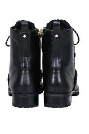 Current Boutique-Kate Spade - Black Leather Shearling Trim Short Boots Sz 8.5