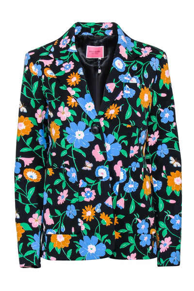 Current Boutique-Kate Spade - Black & Multi Color Floral Blazer Sz 10