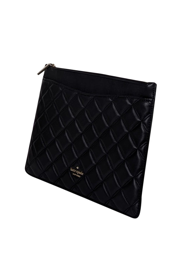 Current Boutique-Kate Spade - Black Quilted Leather Natalia Large Zip Pouch