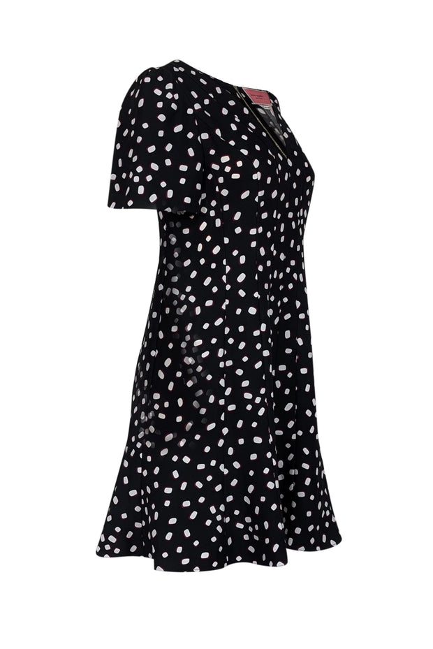 Current Boutique-Kate Spade - Black Short Sleeve Square Polka Dot Print Dress Sz 8