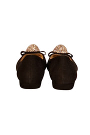 Current Boutique-Kate Spade - Black Suede Flats w/ Rhinestone Ball Toe Flats Sz 7.5