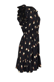 Current Boutique-Kate Spade - Black & Tan Pineapple Print Tiered Dress w/ Ruffles Sz M