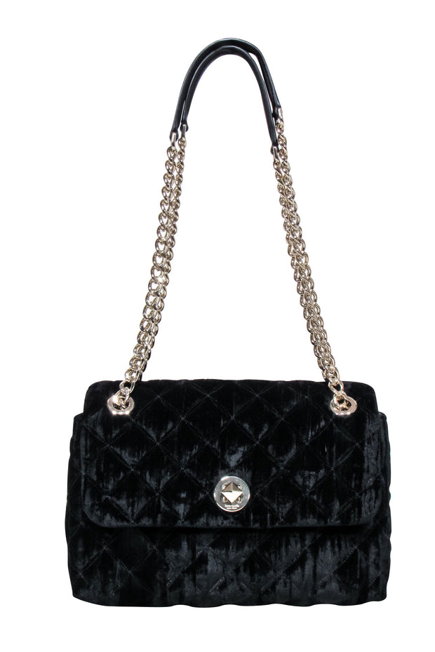 Current Boutique-Kate Spade - Black Velvet Quilted Crossbody Bag