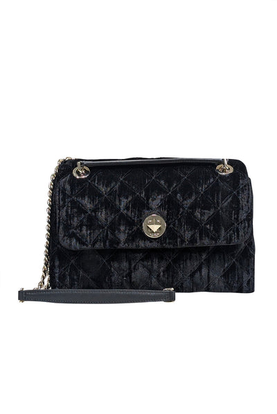 Current Boutique-Kate Spade - Black Velvet Quilted Crossbody Bag