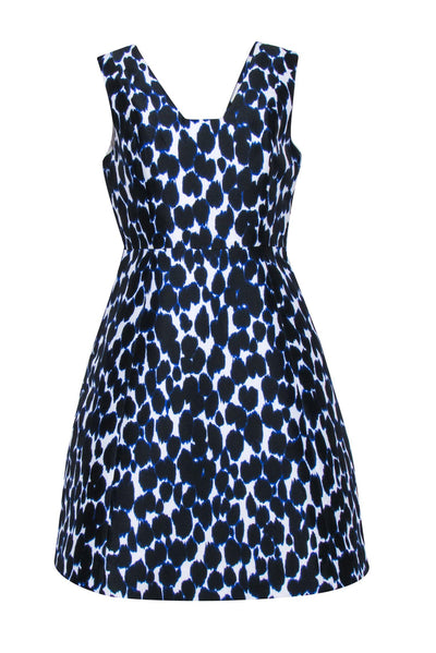 Current Boutique-Kate Spade - Black, White, & Blue Large Spot Print Dress Sz 8