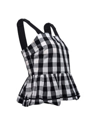 Current Boutique-Kate Spade - Black & White Gingham Peplum Tank Top Sz 6