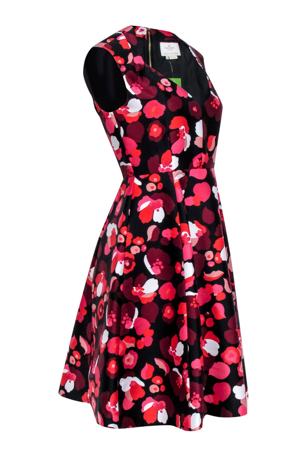 Current Boutique-Kate Spade - Black w/ Red & Pink Floral Print Sleeveless Dress Sz 6