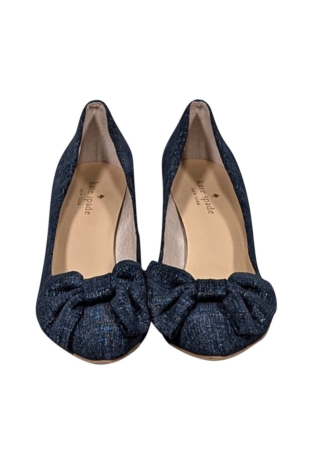 Current Boutique-Kate Spade - Blue Chambray Pointed-Toe Pumps w/ Bow Sz 8.5