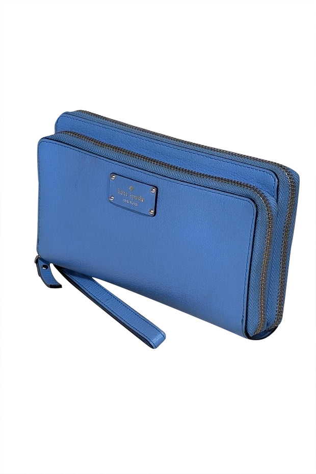 Current Boutique-Kate Spade - Blue Leather Double Zipper Wristlet