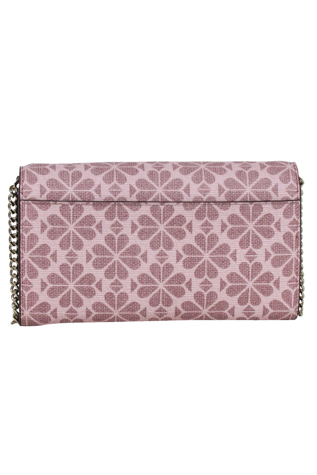 Current Boutique-Kate Spade - Blush Pink Spade Print Fold Over Wallet Crossbody Bag