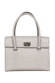 Current Boutique-Kate Spade - Cream Croc-Embossed Leather Structured Satchel