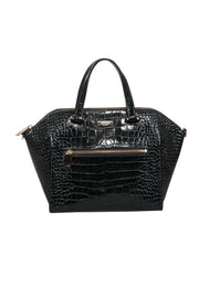 Current Boutique-Kate Spade - Dark Green Croc Embossed Patent Leather Handbag