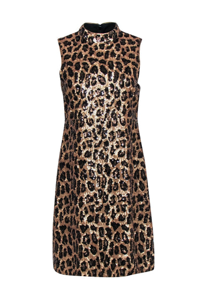 Current Boutique-Kate Spade - Gold & Black Sequin Leopard Print Mock Neck Dress Sz 6