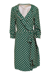 Current Boutique-Kate Spade - Green & Cream Dot Print "Daniella" Wrap Dress Sz 12